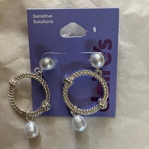 Claire's Silver and Pearl Drop Earrings